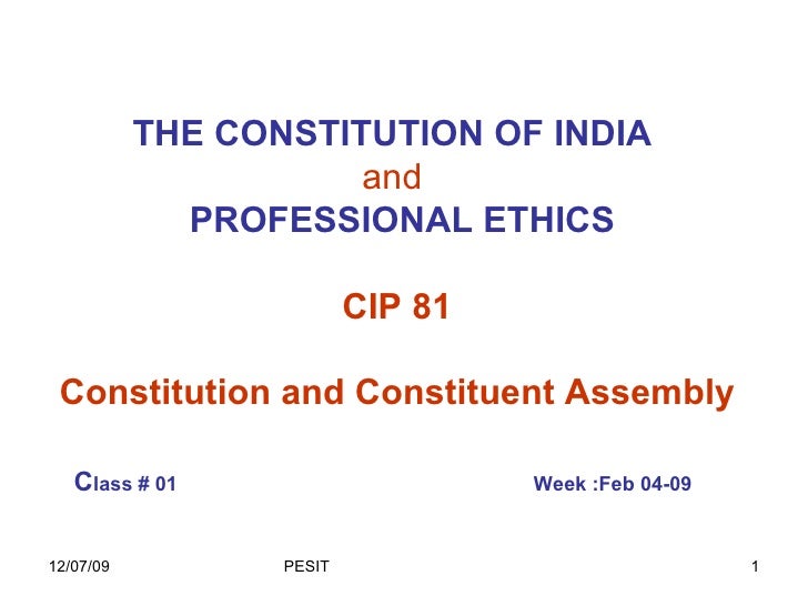 Constitution Of India And Professional Ethics Ebook